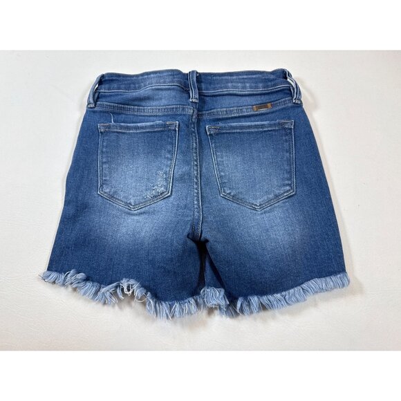 KanCan Women Distressed Denim Shorts Estilo High-Rise Raw stretch Small (LL284) - Picture 2 of 7